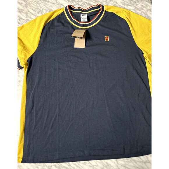 Nike Court Heritage Men's Short-Sleeve Tennis Top Thunder Blue Sz XXL FN0318-437 - Picture 1 of 16